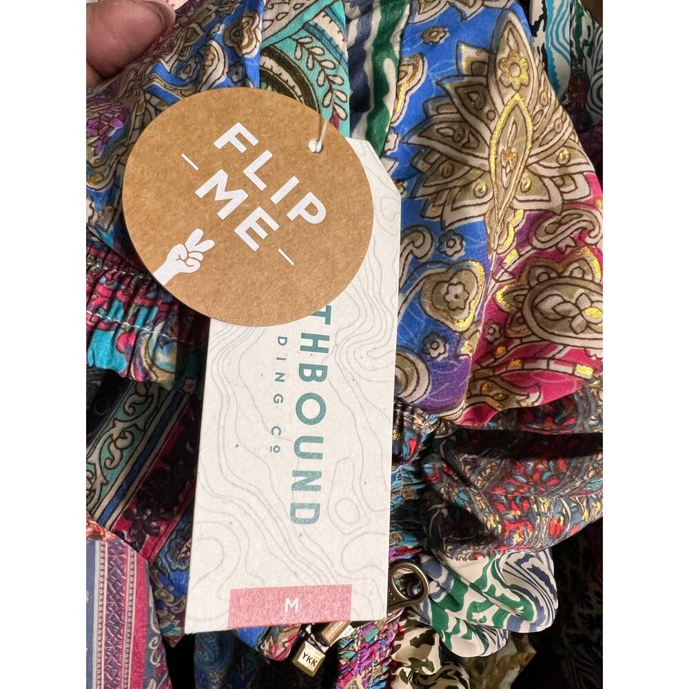 NWT Earthbound Trading Patchwork Sari Reversible Bomber Jacket Boho Paisley - Picture 4 of 7
